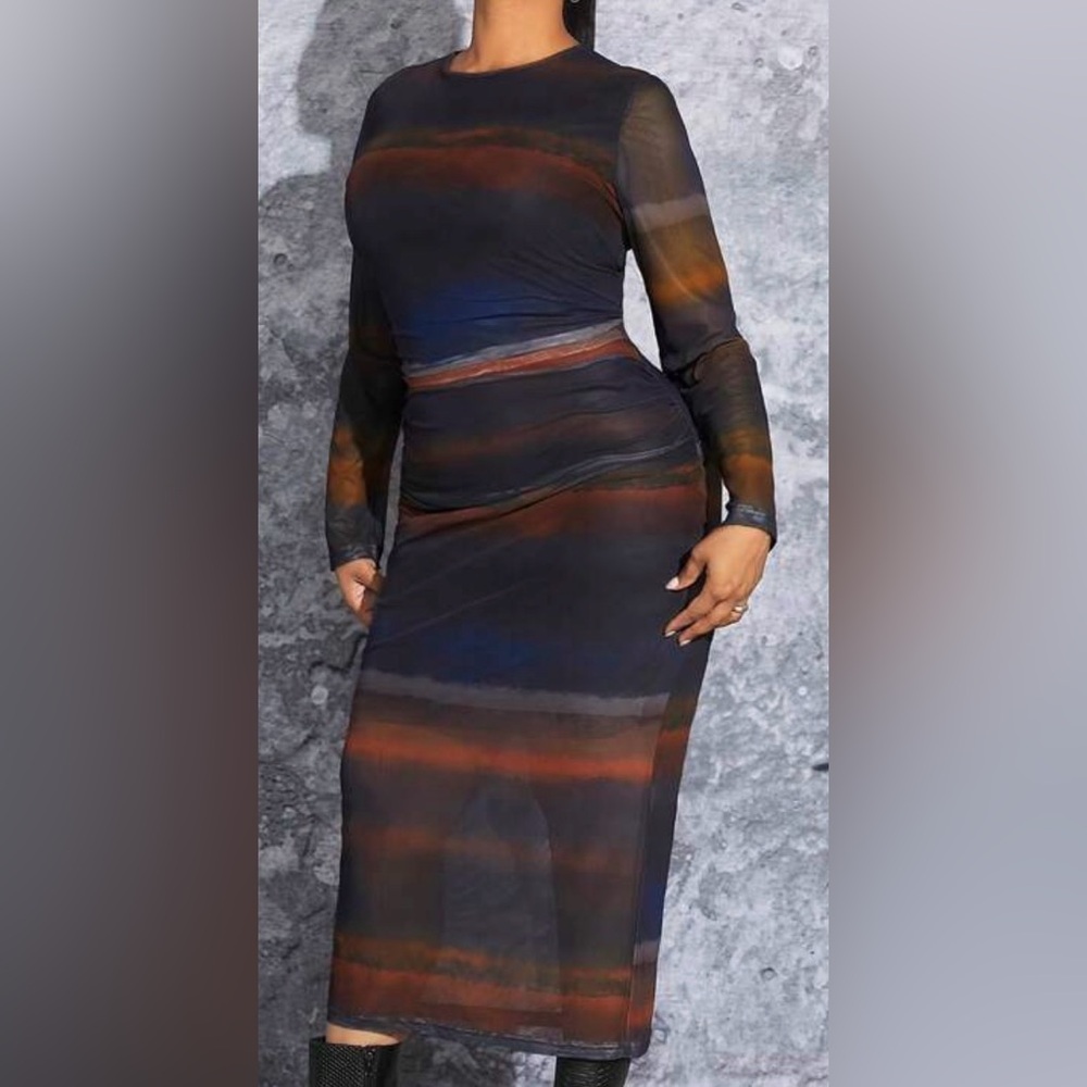 Multicolor Long Sleeve Dress